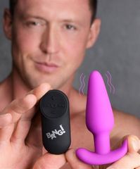 XR Brands 21X Vibrating Silicone Butt Plug with Remote Control - Purple-thumb-5