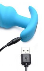 21X Vibrating Silicone Tornado Swirl Butt Plug with Remote - Blue-thumb-2