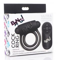 Silicone Cock Ring & Bullet with Remote Control - Black