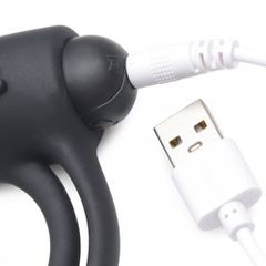Silicone Cock Ring & Bullet with Remote Control - Black-thumb-1