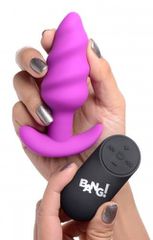 21X Vibrating Silicone Tornado Swirl Butt Plug with Remote - Purple-thumb-3