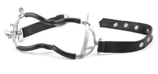 Black Label Whitehead Ratchet Mouth Gag With Leather Strap + PVC Coating