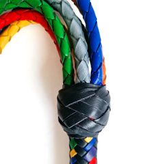 Black Label Gay Pride Leather Flogger-thumb-2