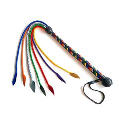 Black Label Gay Pride Leather Flogger-thumb-1