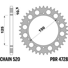 Pbr Standard C45 Steel Rear Sprocket 4728 - 520