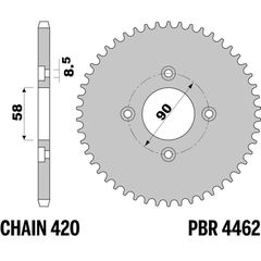 Pbr Standard Steel Rear Sprocket 4462 - 420
