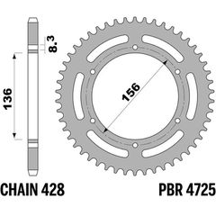 Pbr Steel Standard Rear Sprocket 4725 - 428