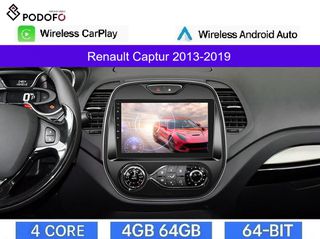 Renault Captur 2013-2019 9" Οθόνη Android Car Radio Navigation | 4GB+64GB | Ασύρματο CarPlay & Aσύρματο Android Auto | GPS | WiFi | DSP | FM/RDS