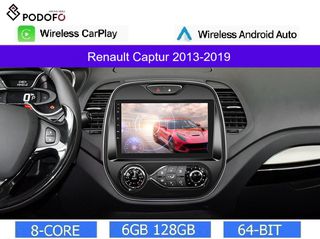 Renault Captur 2013-2019 9" Οθόνη Android Car Radio Navigation | 6GB RAM + 128GB ROM | Ασύρματο CarPlay & Aσύρματο Android Auto | GPS | WiFi | DSP | HiFi  | FM/RDS
