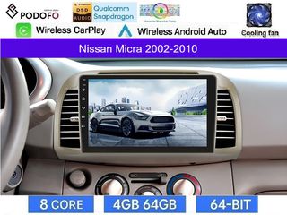 Nissan Micra 2002-2010 Οθόνη 9" Android | Snapdragon 460 | 4GB RAM + 64GB ROM | Ασύρματο CarPlay & Android Auto GPS WiFi DSP FM/RDS