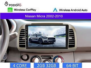 Nissan Micra 2002-2010 Android Car Radio 9" οθόνη 2+32GB Ασύρματο CarPlay & Aσύρματο Android Auto GPS WiFi EQ