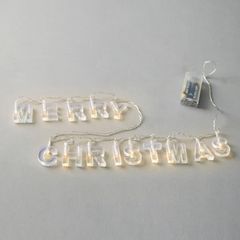 Γιρλάντα MERRY CHRISTMAS με 14 led διάφανα γράμματα σε θερμό λευκό led, μπαταρία 2xΑΑ, χρονοδιακόπτη & διάφανο pvc καλώδιο IP20
