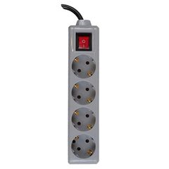 Πολύμπριζο ασφαλείας 4 θέσεων 3680W ασημί με καλώδιο 2m και διακόπτη IP20