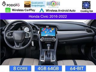Honda Civic (2016-2022) Οθόνη 9" Android 15 | 4GB RAM + 64GB ROM | 8-Core Snapdragon | Ασύρματο CarPlay & Ασύρματο Android Auto | GPS | WiFi | DSP | FM/RDS