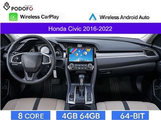 Honda Civic (2016-2022) Android Car Radio 9" 4+64GB 8-Core Ασύρματο CarPlay & Aσύρματο Android Auto| GPS | WiFi | DSP