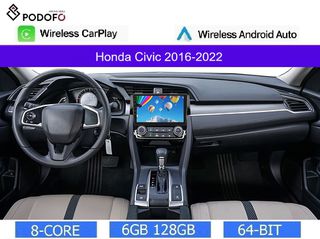 Honda Civic 2016-2022 Android 13 Οθόνη 9" | 6GB RAM +128GB ROM | Ασύρματο CarPlay & Aσύρματο Android Auto | GPS | WiFi | DSP