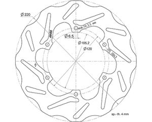 Δισκοπλακα Μαργαριτα Μπρος-Πισω Polini 220mm (6 τρ.) Για Piaggio/Gilera/Vespa/Derbi 50-125-150-180-200-250-300-310cc Καινούργια Γνήσια-thumb-1