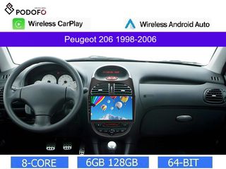 PEUGEOT 206 (1998-2006) Android 9" Οθόνη IPS Android 13 | 8-Core | 6+128GB | Wireless CarPlay & Android Auto | GPS | WiFi | DSP | FM/RDS