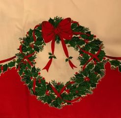 Xριστουγεννιάτικο τραπεζομάντηλο ορθογώνιο με σχέδιο στεφάνι και γκί (για 8-10 καλεσμένους)