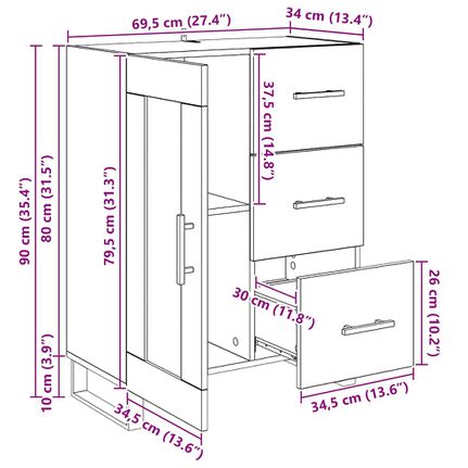 Πλαϊνό γραφείο με συρτάρι Μαύρη Οξυά 69,5 x 34 x 90 εκ. 881647-thumb-11