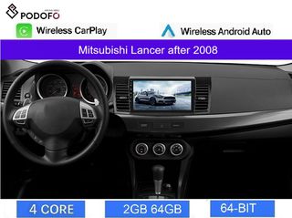 Mitsubishi Lancer από 2008-  Android οθόνη 10.1" 2+64GB Ασύρματο CarPlay & Aσύρματο Android Auto GPS  WiFi EQ