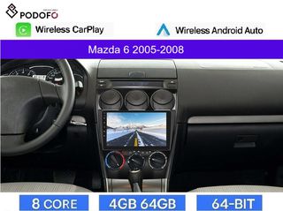 Mazda 6 (2005-2008) Android Car Radio 9" 4+64GB 8-Core Ασύρματο CarPlay & Aσύρματο Android Auto| GPS | WiFi | DSP