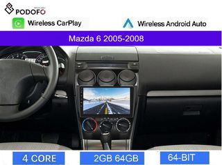 Mazda 6 (2005-2008) Android οθόνη 9" 2+64GB Ασύρματο CarPlay & Aσύρματο Android Auto GPS  WiFi EQ