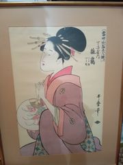 Σετ 4 Ιαπωνικές εκτυπώσεις Ukiyo-e (Kitagawa Utamaro) – αυθεντική αισθητική Edo, κορνιζαρισμένες