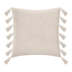 Μαξιλάρι διακοσμητικό Erden pakoworld με κρόσσια ύφασμα σε ιβουάρ απόχρωση 50x50εκ