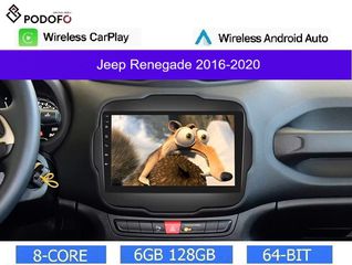 Jeep Renegade 2016-2020 9" Οθόνη Android Car Radio Navigation | 6GB RAM + 128GB ROM | Ασύρματο CarPlay & Aσύρματο Android Auto | GPS | WiFi | DSP | HiFi  | FM/RDS