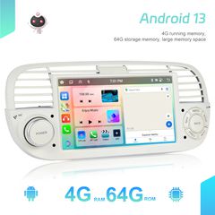 Fiat 500 (2007-2015) Android Car Radio 7" 4+64GB 8-Core Ασύρματο CarPlay & Aσύρματο Android Auto GPS  WiFi EQ FM/RDS