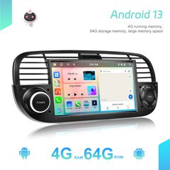 Fiat 500 (2007-2015) Android Car Radio 7" 4+64GB 8-Core Ασύρματο CarPlay & Aσύρματο Android Auto GPS  WiFi EQ FM/RDS