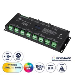 GLOBOSTAR® SKYDANCE-D24A 70673 DC DMX Master Dimmer / Controller / Decoder Υψηλής Ταχύτητας με 24 x 3A 72W Κανάλια DC 12-24V 72.5A 1740W Max IP20 - DMX512 & RDM - Μ16.7 x Π5 x Υ2.4cm - 5 Χρόνια Εγγύησ