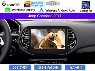 Jeep Compass 2017-2021 10.1" Οθόνη Android 15 | 4GB RAM + 64GB ROM | 8-Core Snapdragon | Ασύρματο CarPlay & Ασύρματο Android Auto | GPS | WiFi | DSP | FM/RDS