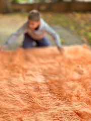 Φλοκάτη ολόμαλλη χρώματος πορτοκαλο-σομόν