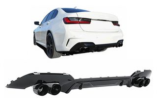 ΠΙΣΩ ΣΠΟΙΛΕΡ Rear Bumper Diffuser with Exhaust Tips BMW 3 Series G20 G28 Sedan G21 Touring (2018-06.2022) Black