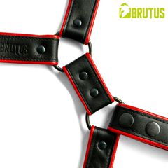 BRUTUS Leather Leg Harness Black-Red-thumb-3