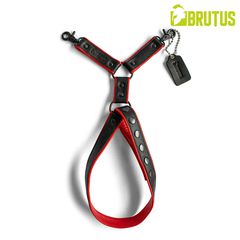 BRUTUS Leather Leg Harness Black-Red
