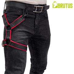 BRUTUS Leather Leg Harness Black-Red-thumb-5
