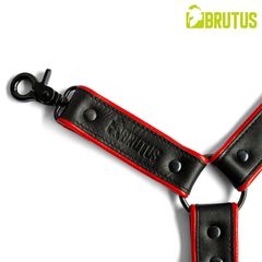 BRUTUS Leather Leg Harness Black-Red-thumb-1