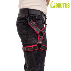 BRUTUS Leather Leg Harness Black-Red-thumb-7