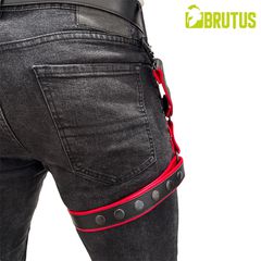 BRUTUS Leather Leg Harness Black-Red-thumb-6
