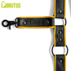 BRUTUS Leather Leg Harness  Black-Yellow-thumb-3