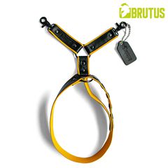 BRUTUS Leather Leg Harness  Black-Yellow