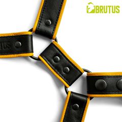 BRUTUS Leather Leg Harness  Black-Yellow-thumb-1