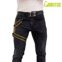 BRUTUS Leather Leg Harness  Black-Yellow-thumb-6
