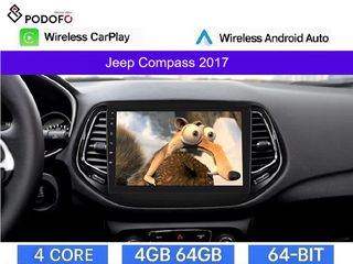 Jeep Compass 2017-2021 10.1" Οθόνη Android Car Radio Navigation | 4GB+64GB | Ασύρματο CarPlay & Aσύρματο Android Auto | GPS | WiFi | DSP | FM/RDS