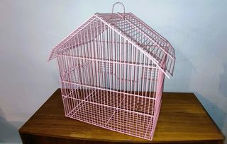 Κλουβί Πουλιού Σπιτάκι Ροζ Μεσαίο 37x26x41cm