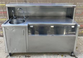 Ερμάριο / Πόστο Ανοξείδωτο Με Πάσο 170,5x70x124,5Cm Γούρνα & Αποθήκη Πάγου - Μεταχειρισμένο.