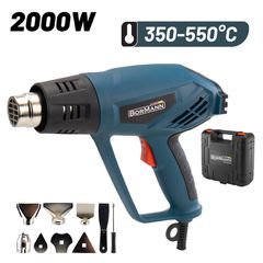 BORMANN BHG2200 Πιστόλι Θερμού Αέρα 2000W με Ρυθμιζόμενη Θερμοκρασία 350°C-550°C + 9 Εξαρτήματα ( 042549 )